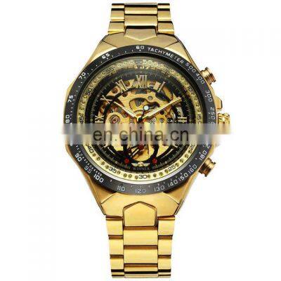 Casual classic 20 mm stainless steel strap men skeleton luminous watches 432 WINNER automatic watch mechanical