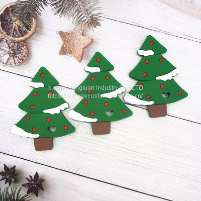 Brand New Christmas Tree Silicone Teether DIY Crafts Accessories Baby Holiday Gift Teething Toy
