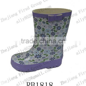 2013 kids' pretty rubber rain boots with elegant pattern