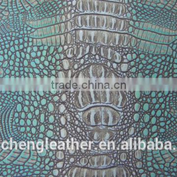 2014 hotsale tow-tone crocodile emboss pu leather fc15058-2