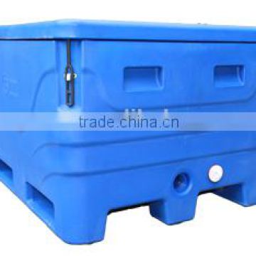 rotational molded fish bin made of PE and PU material