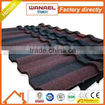 2015 best selling anti-uv colored Wanael stone coated steel roof panel/heat insulation for cement roof