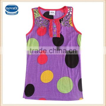 (K6219) 3-8Y wholesale girls purple polka dot sequin fancy kids vest children tank top