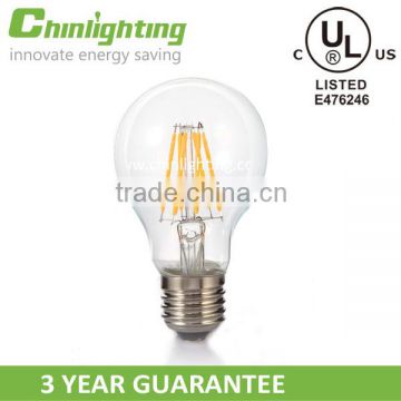 CE ROHS E27 Edison A60 230V Dimmable filament led bulb 2700k