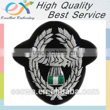 high quality silver embroidery bullion wire badges