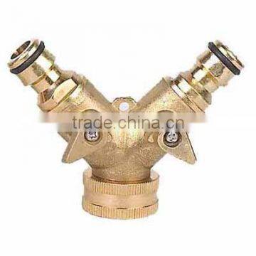 3 way brass hose connector with valve SG1133