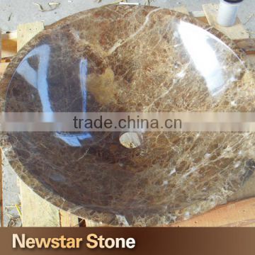Chinese good polished round dark emperador marble sink