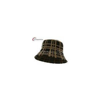Black Khaki Plaid Winter Fisherman Bucket Hat with Pure Acrylic