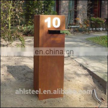 Rustic laser cut corten steel letter box from China