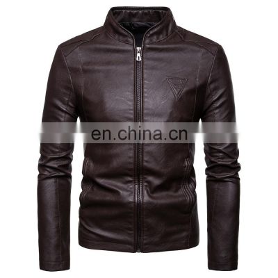 Wholesale Custom Fashion Full Zipper Outwear Windproof Parka Male Motorcycle Faux Men PU Leather Jacket For Men
