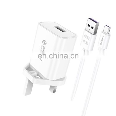 Sikenai UK plug USB port super fast charger portable travel charger with type- cable for oppo
