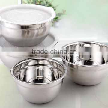 Stainless steel mixing bowl set with silicone base with Lid
