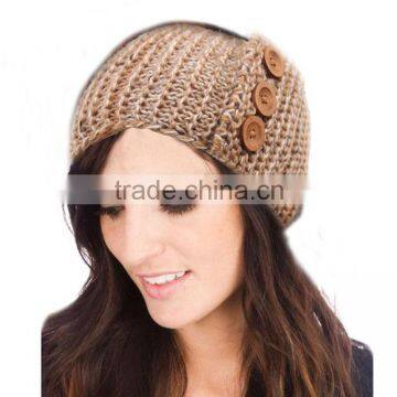 Fashion Trendy Girls Headband with Buttons Knitting Hair Accessories for women