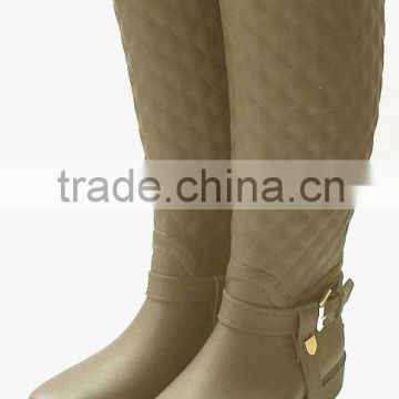 ladies fashion rubber wellington boots with belt decoration