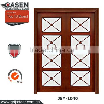 Guang Dong modern double swing wood glass door design