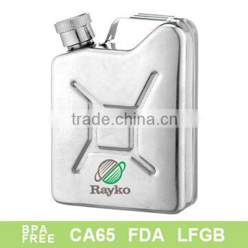 fashion stainless steel single wall hip flask with loop lid