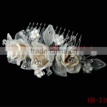 Fabric rose flower wedding hair accessory