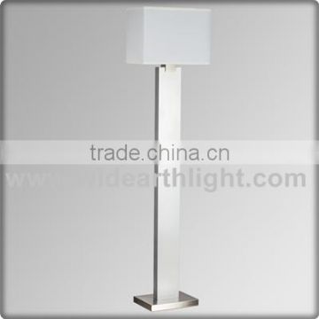 UL CUL Listed Brushed Nickel Hotel Floor Stand Light With White Fabric Shade F20129