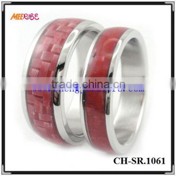 wholesale china factory new design ladies' finger ring titanium ring carbon fiber inlay Wedding Rings