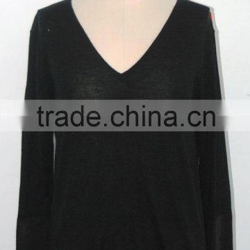 BGAX16032 V neck 100% linen summer cool blouse long sleeve women pullover sweaters