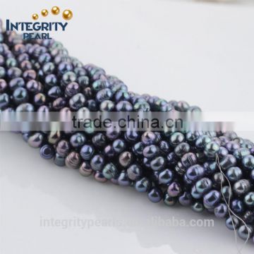 8mm A grade dyed black rings natural peacock color pearl strand