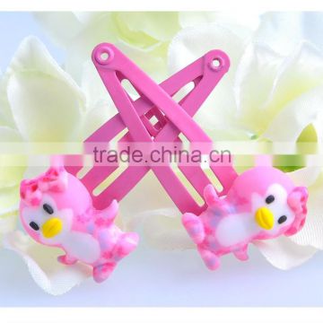 Cute pink penguin clay pendent hair accessories gift hair clips for girls kids hair clips