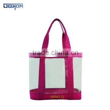 customized transparent ladies large pvc handbag shoulder bag shopping bag