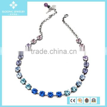 Wholesale Sapphire Crystal Beads Pendant Necklace