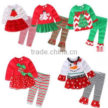 New arrival whlesale kids clothing christmas children clothes tops and pants set