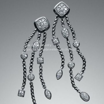 Sterling Silver David Yurman  Pave Diamond Confetti Tassel Earrings
