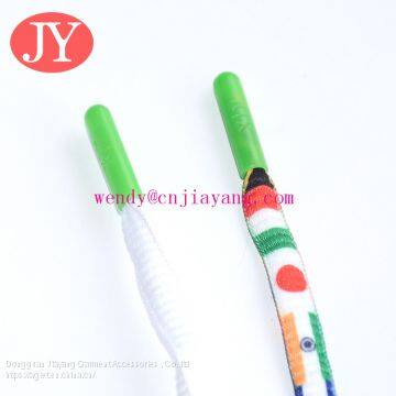 22mm soft green color engraved logo seamless plastic aglet custom aglets lace tips