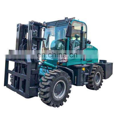 New Cheap China 3.5 Ton Forklift 4x4 All Rough All Terrian Diesel Forklift