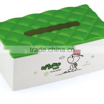 Green plastic tissue holder tissue box