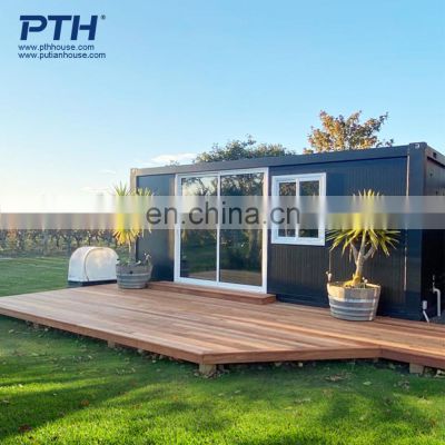 Flat pack luxury modular glass wooden tiny house prefabricated living container house prefab container home