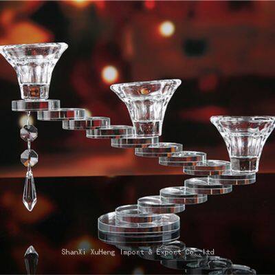 European Crystal Candlestick Holder 3 Heads Candle Holder Wedding Hotel Supplies Crystal Glass Candle Holder