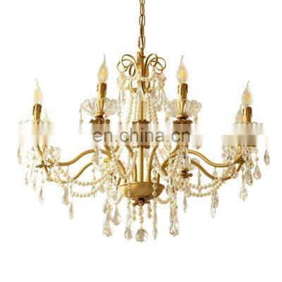 Modern Luxury Dining Copper Candle Decorative Brass Led K9 Crystal Chandeliers