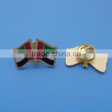UAE double flag gold lapel pin badge gifts