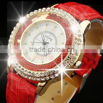 HH189 Famous Brand GOGOEY Diamond women Watches top Quality Leather Strap Dress Watch Quartz Watch Hours clock women montre femm