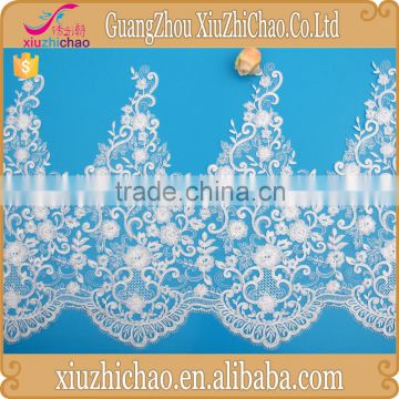 ZP0022-TA cheap price white embroidery bridal cord lace trim for wedding dress