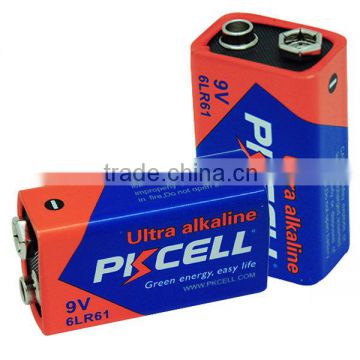 PKCELL 9V high capacity ultra digital alkaline battery 6lr61 17.5*48.5mm