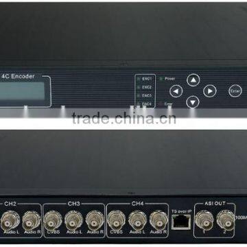 iptv SPTS mpts mpeg-4 encoder(4 CVBS+audio in,ASI+IP(UDP)/MPTS out)