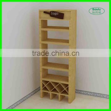 Supermarket wooden wine display shelf