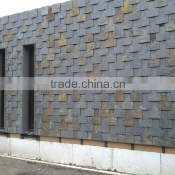 high quality and split surface finishing natural rusty color slate stone roof tile edging