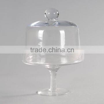 decorative glass dome for food with stand middle size