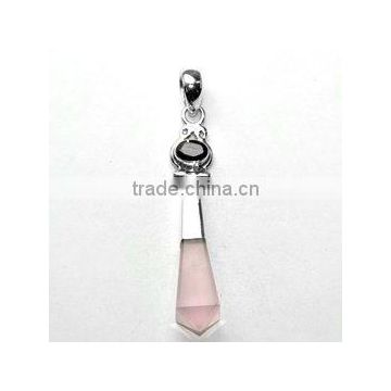 Garnet And Pink Chalcedony 925 Sterling Silver Pendant