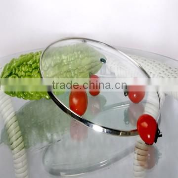 C type glass lid with stainless steel ring