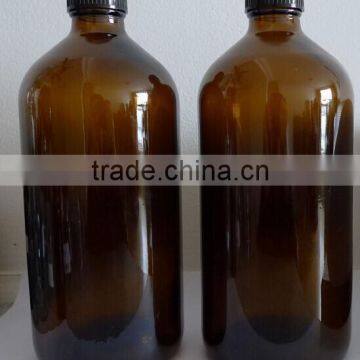 1000ml Boston Round Amber Glass Bottles with screw caps