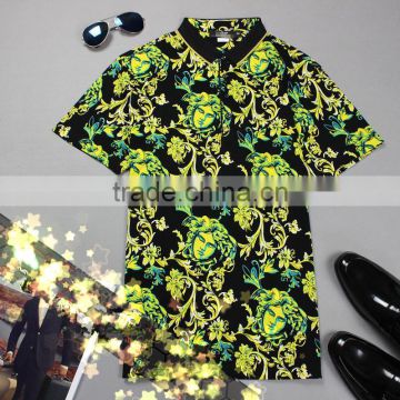 100%Cotton men's polo shirt with nice print pattern