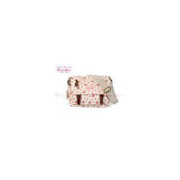 Beauty White Floral Print Girls Messenger bags in Waterproof Cloth