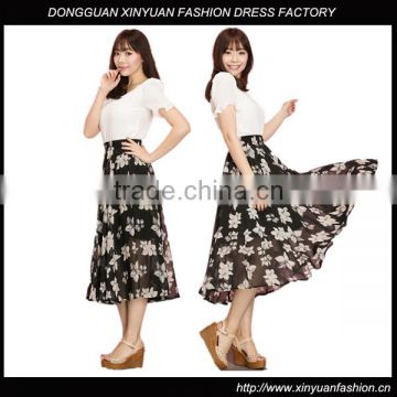 Hot Sale Black Long Skirts A-line Chiffon Skirts Design For Women